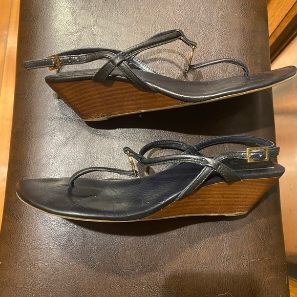Tory Burch Leather Wedge Slingback Sandals  Size 7.5-8 - Picture 9 of 13